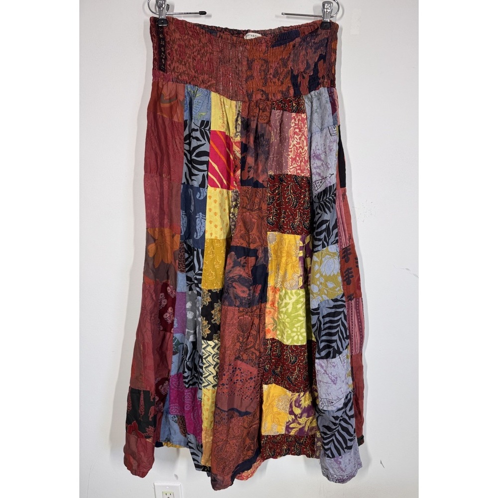 Earthbound Trading Patchwork Barcelona Pants Wide Leg Smocked Waist Women's M
